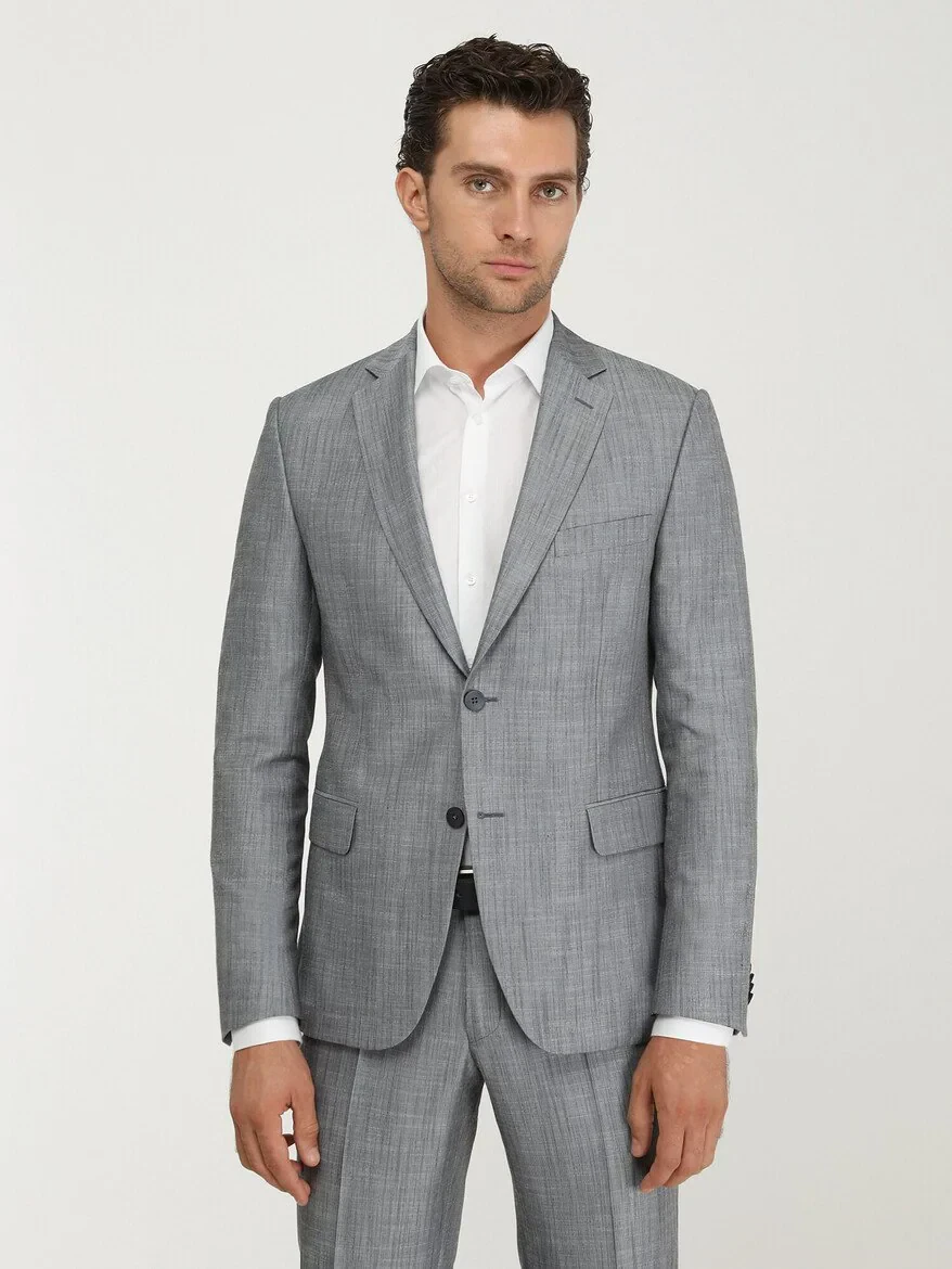 Blue Patterned Modern Fit Suit - 2