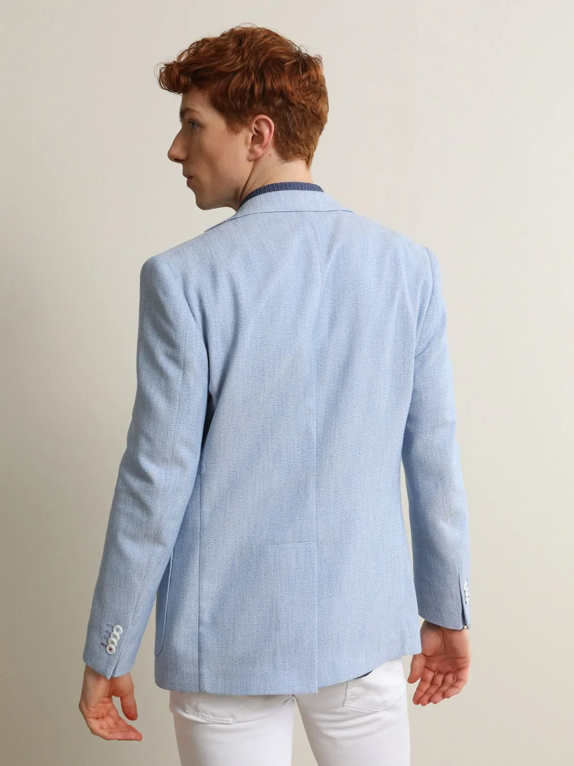 Blue Patterned Regular Fit Jacket - 5