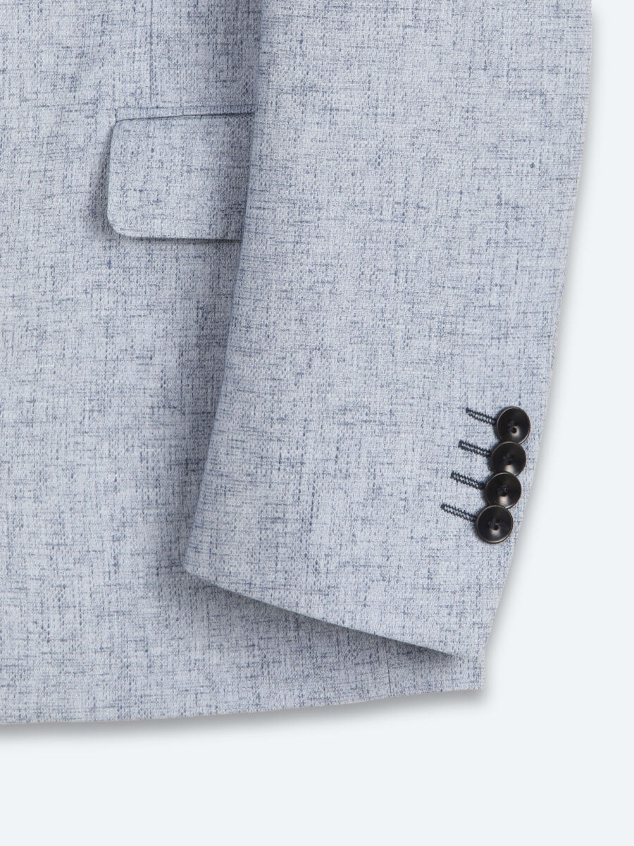 Blue Patterned Regular Fit Linen Blended Jacket - 8