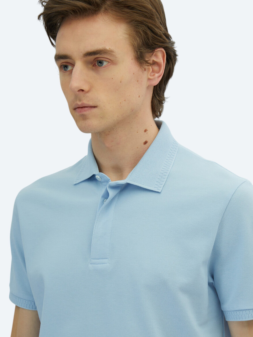 Blue Plain 100% Cotton T-Shirt - 3