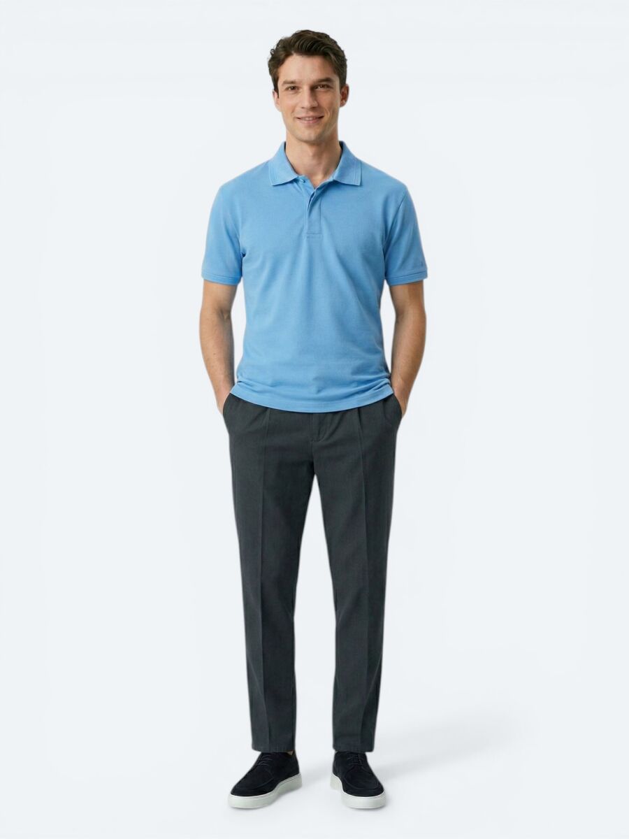 Blue Plain 100% Cotton T-Shirt - 1