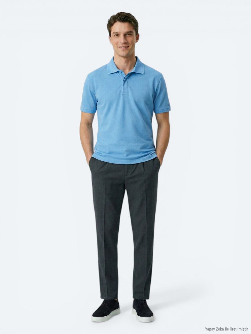 Blue Plain 100% Cotton T-Shirt 