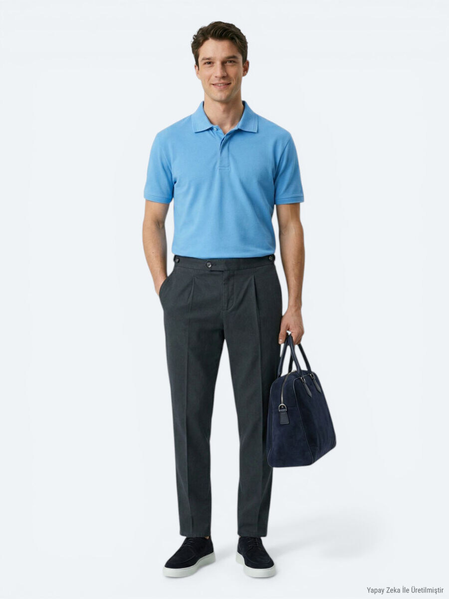 Blue Plain 100% Cotton T-Shirt - 2
