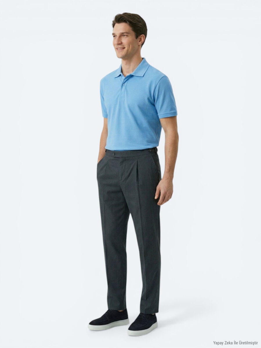 Blue Plain 100% Cotton T-Shirt - 4