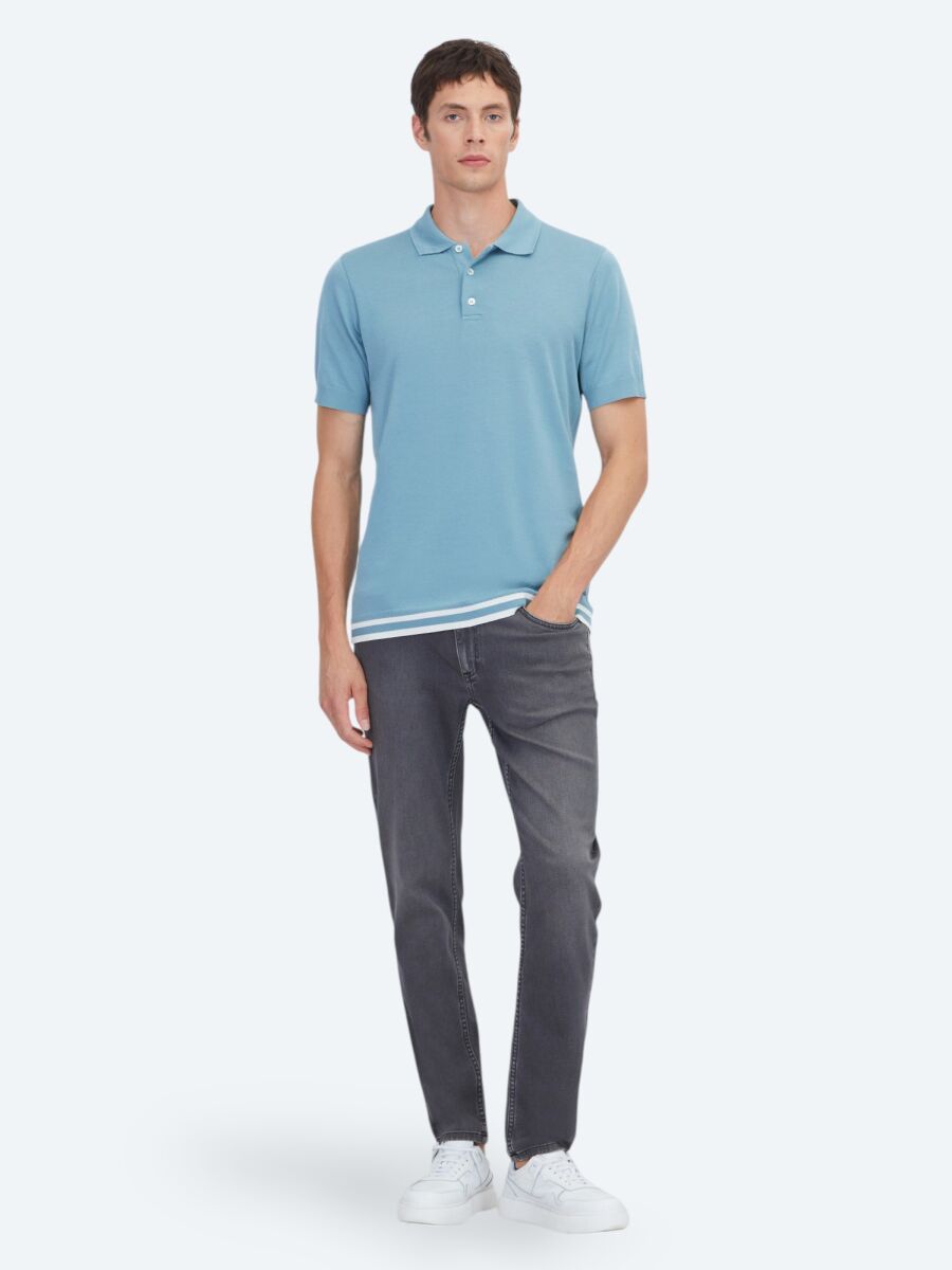 Blue Plain 100% Cotton T-Shirt - 2