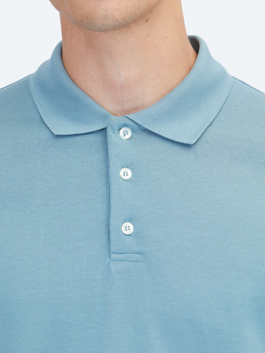 Blue Plain 100% Cotton T-Shirt - 4