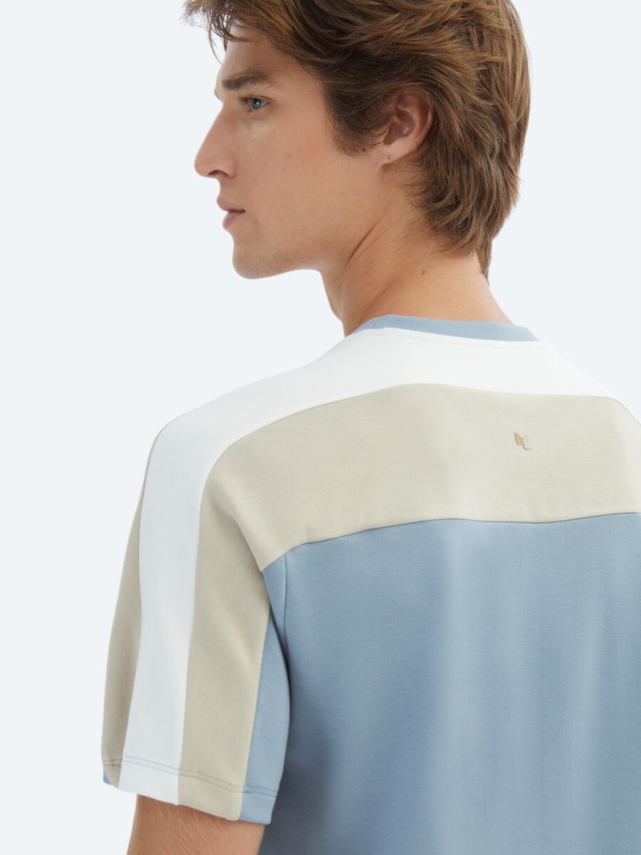 Blue Plain Crew Neck T-Shirt - 5