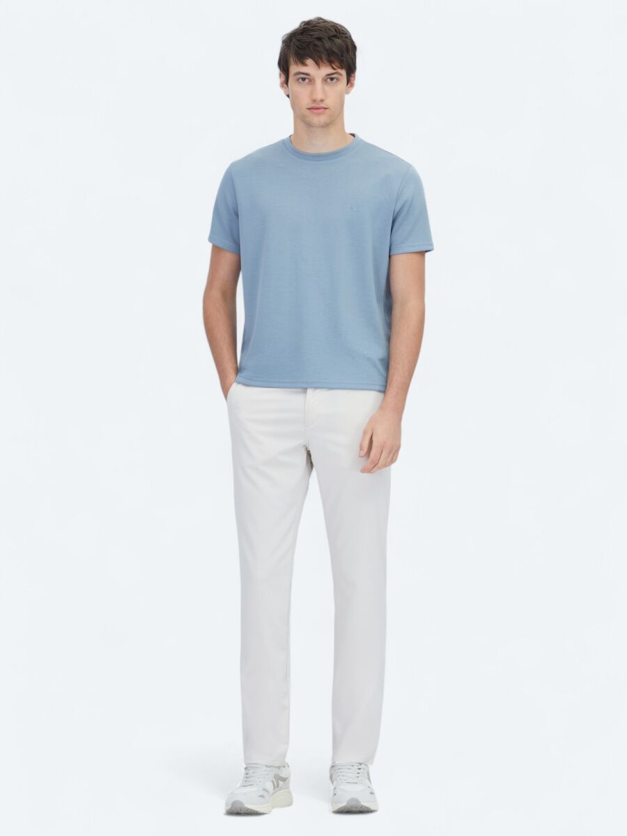 Blue Plain Crew Neck T-Shirt - 2