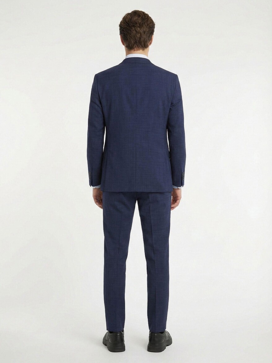 Blue Plain Modern Fit 100% Wool Suit - 5