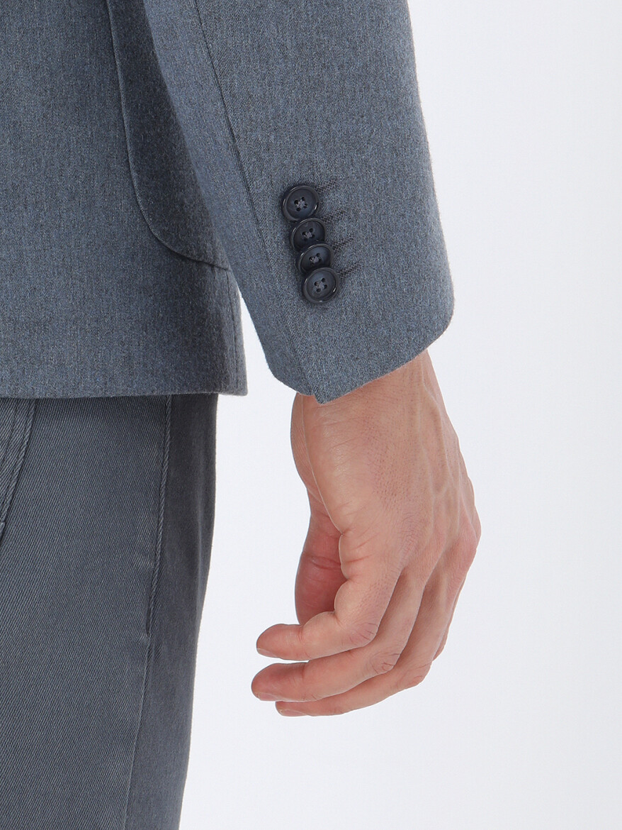 Blue Plain Modern Fit Suit - 5