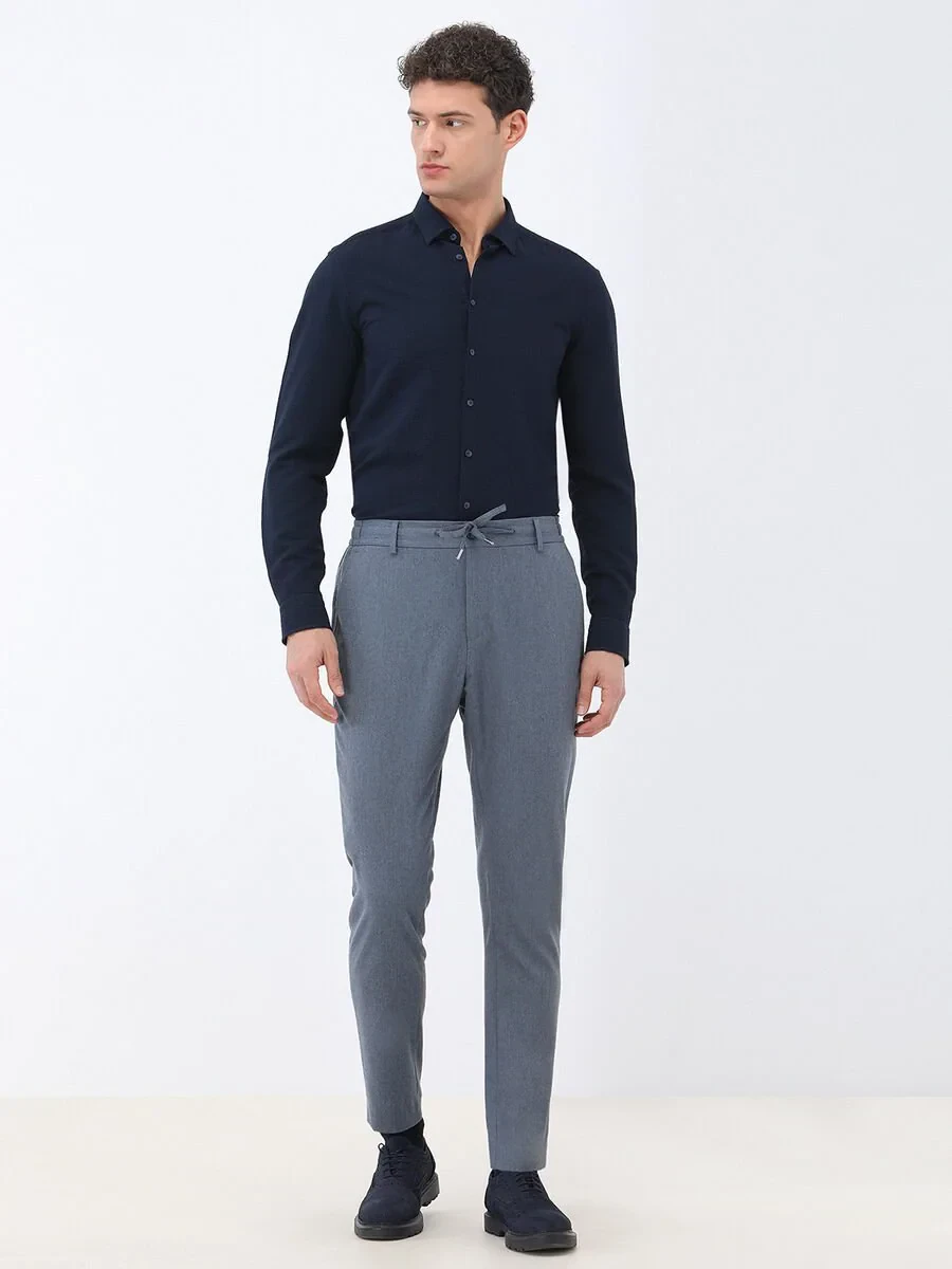 Blue Plain Modern Fit Suit - 3