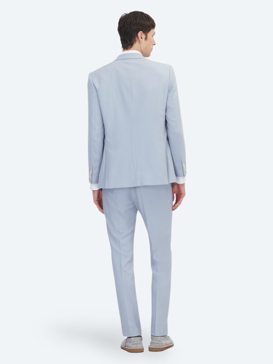 Blue Plain Modern Fit Suit - 6