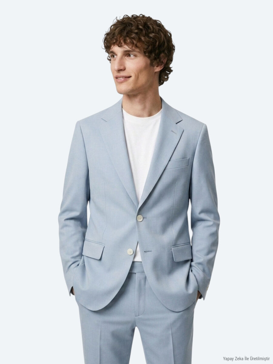 Blue Plain Modern Fit Suit - 9