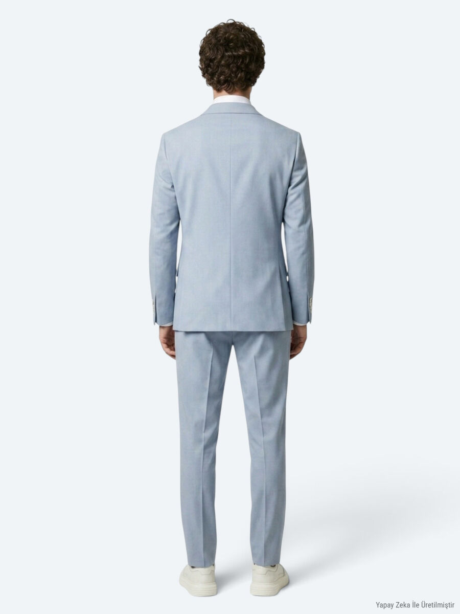 Blue Plain Modern Fit Suit - 10