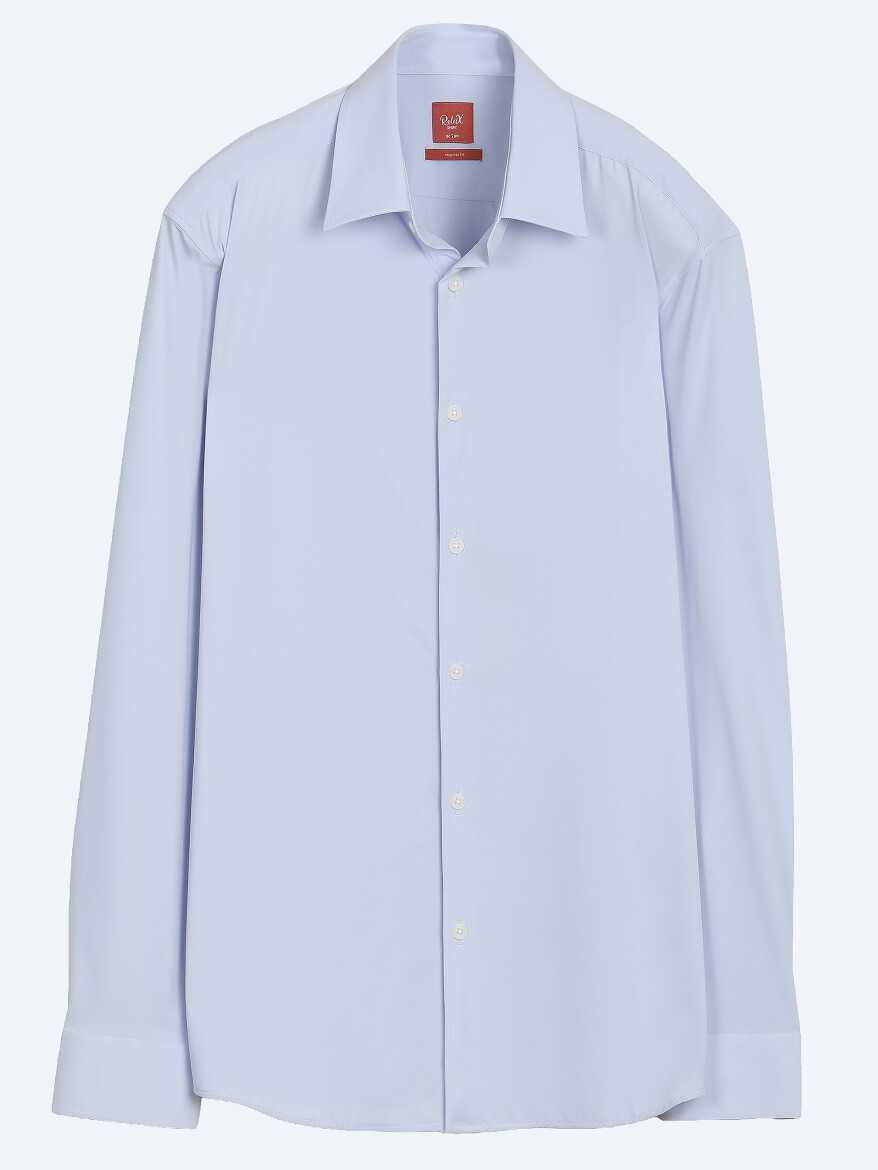 Blue Plain Regular Fit Long Knitting Casual Shirt - 6
