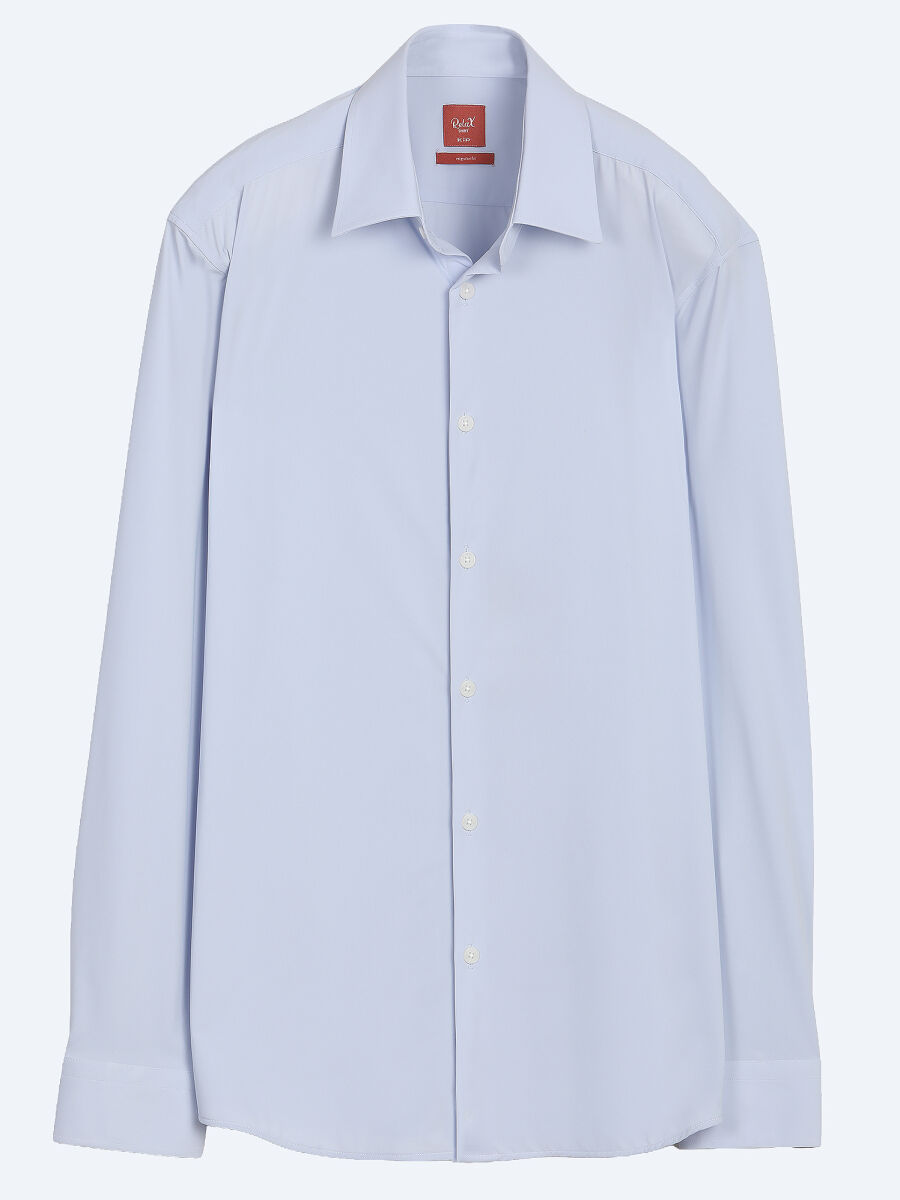 Blue Plain Regular Fit Long Knitting Casual Shirt - 6