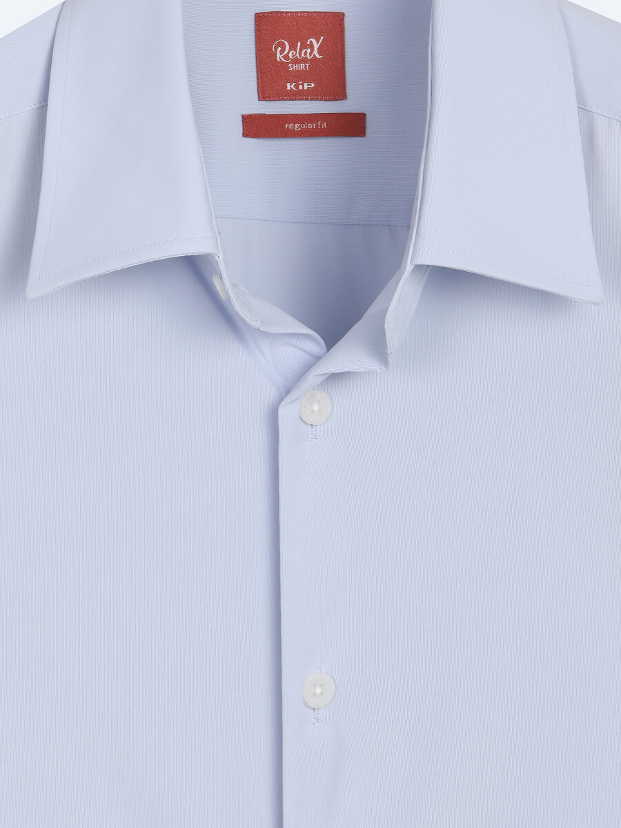 Blue Plain Regular Fit Long Knitting Casual Shirt - 7