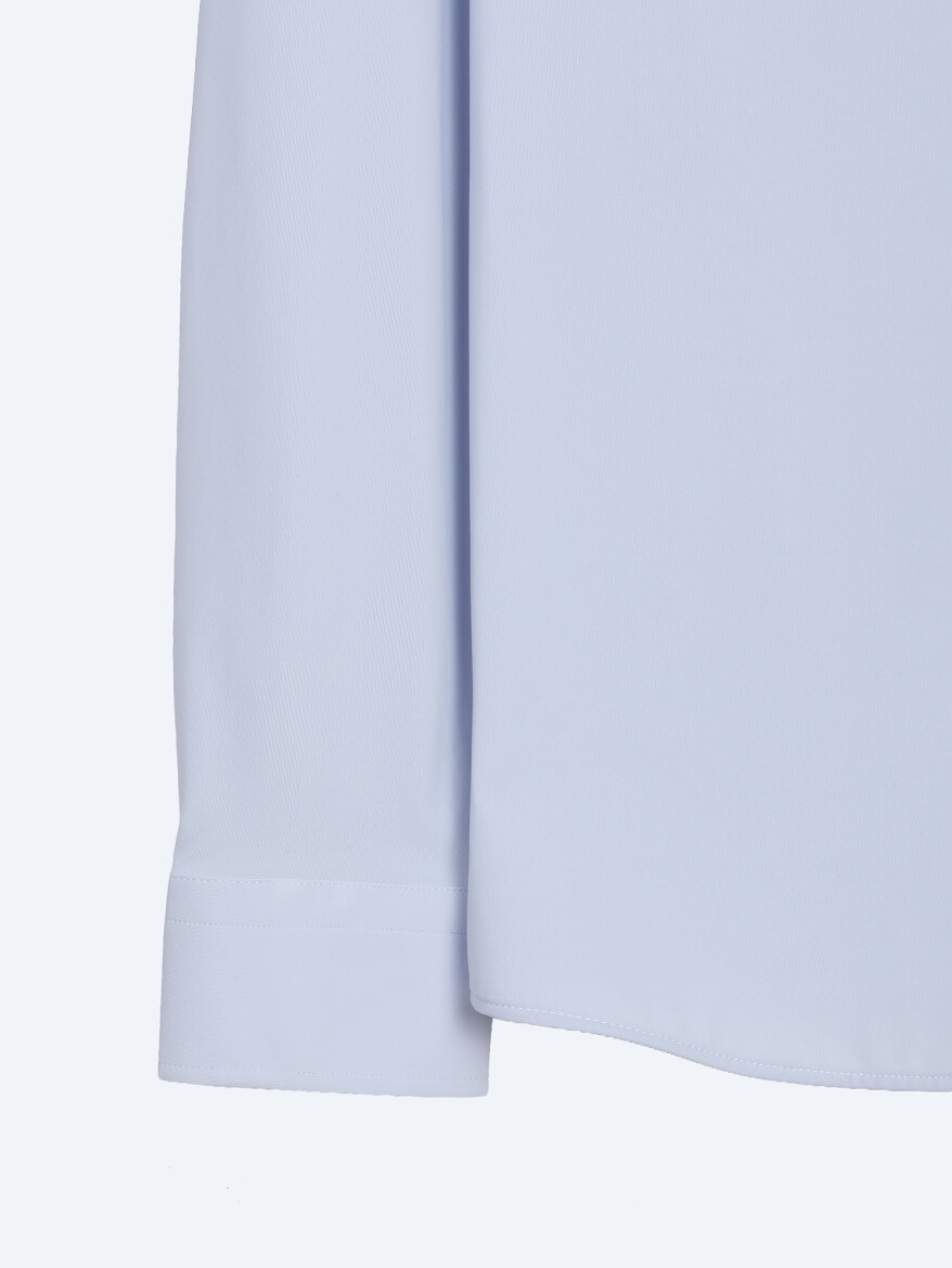 Blue Plain Regular Fit Long Knitting Casual Shirt - 8