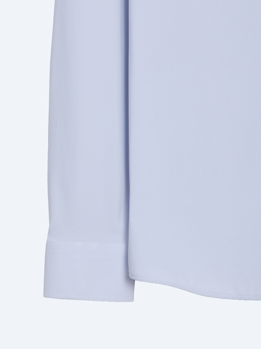 Blue Plain Regular Fit Long Knitting Casual Shirt - 8
