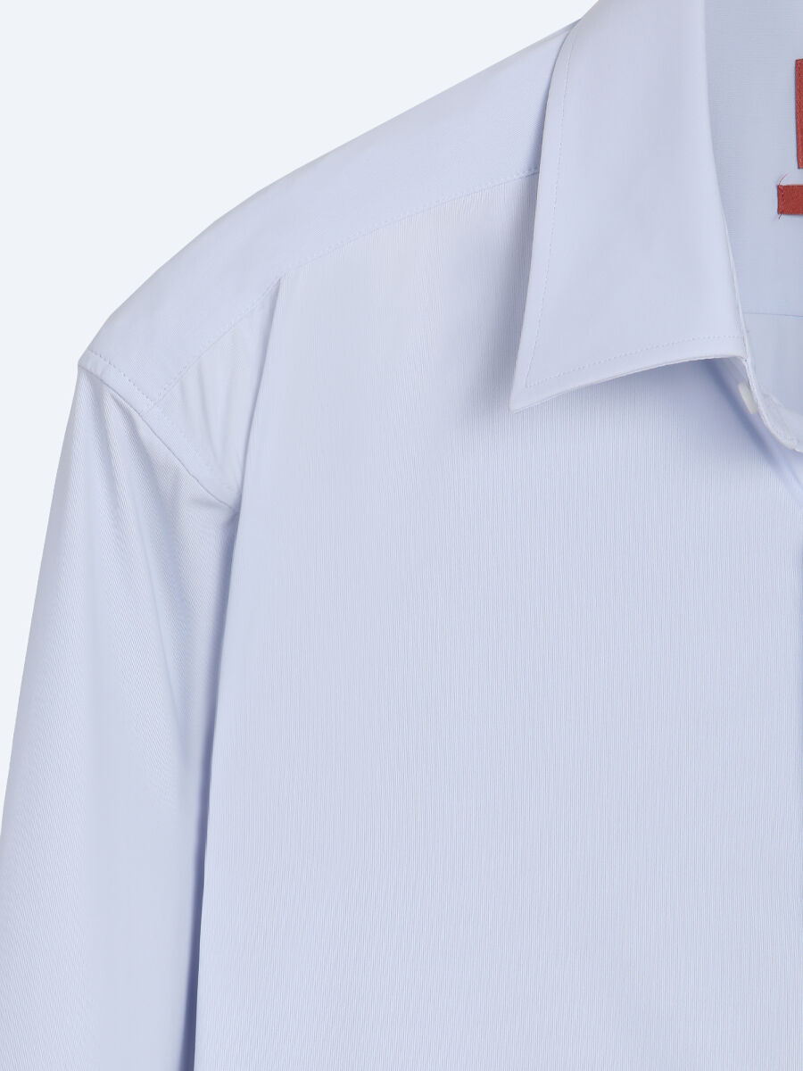 Blue Plain Regular Fit Long Knitting Casual Shirt - 10