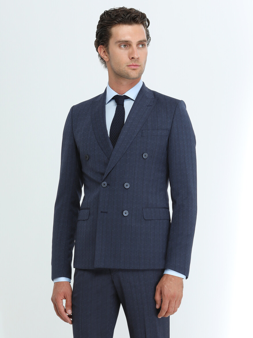 Blue Plain Regular Fit Weaving Classical 100% Cotton Shirt - 3