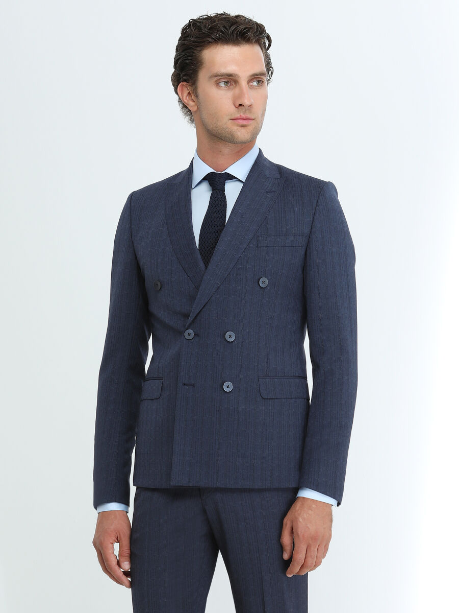 Blue Plain Regular Fit Weaving Classical 100% Cotton Shirt - 3