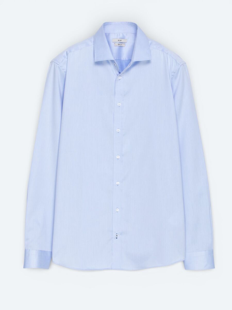 Blue Plain Regular Fit Weaving Classical 100% Cotton Shirt - 5