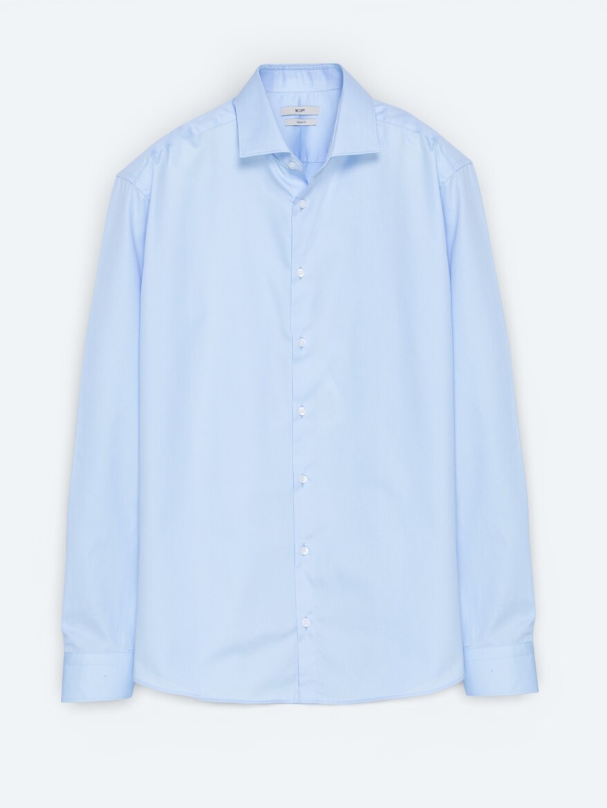 Blue Plain Regular Fit Weaving Classical 100% Cotton Shirt - 5