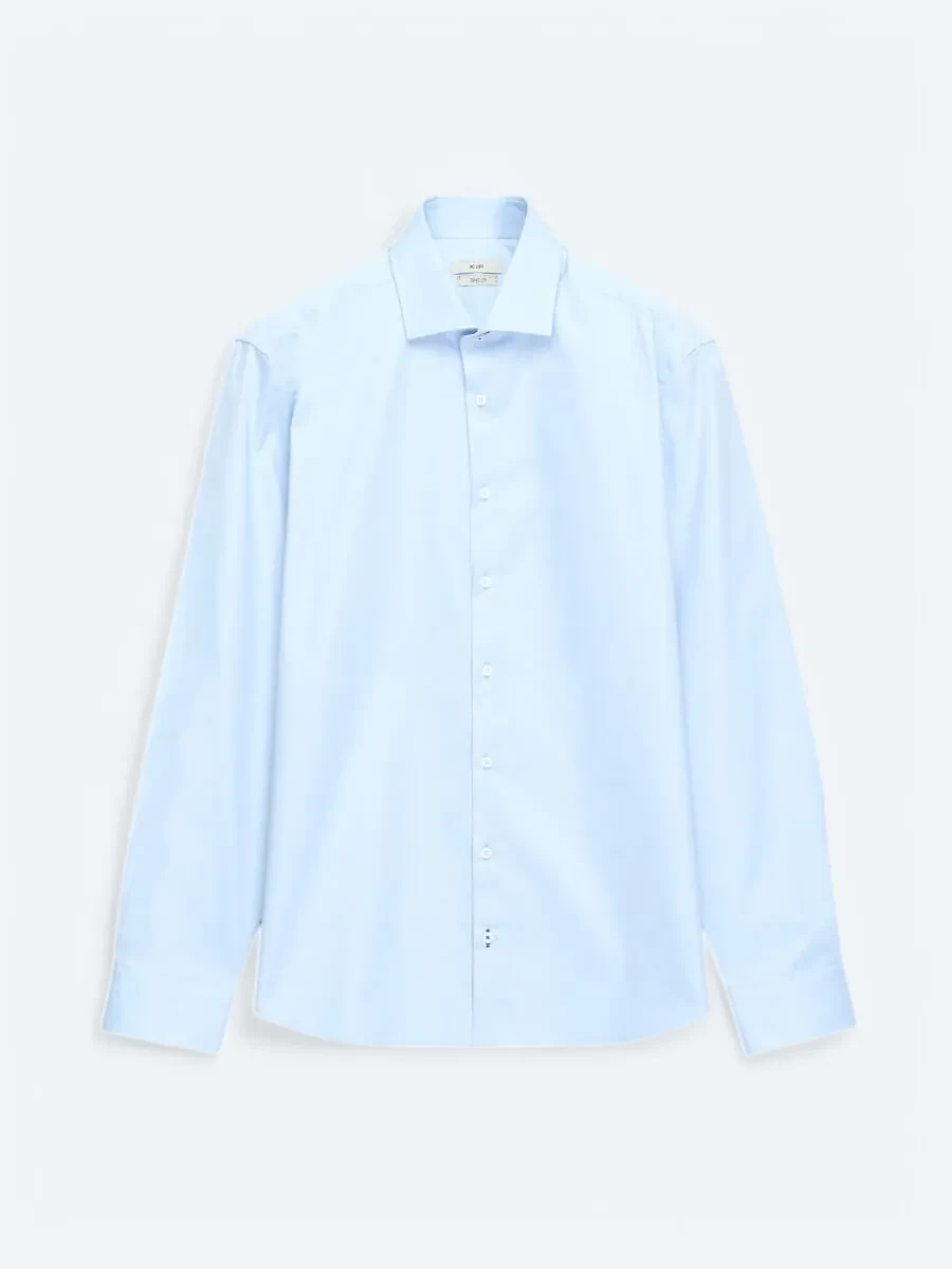 Blue Plain Regular Fit Weaving Classical 100% Cotton Shirt - 7