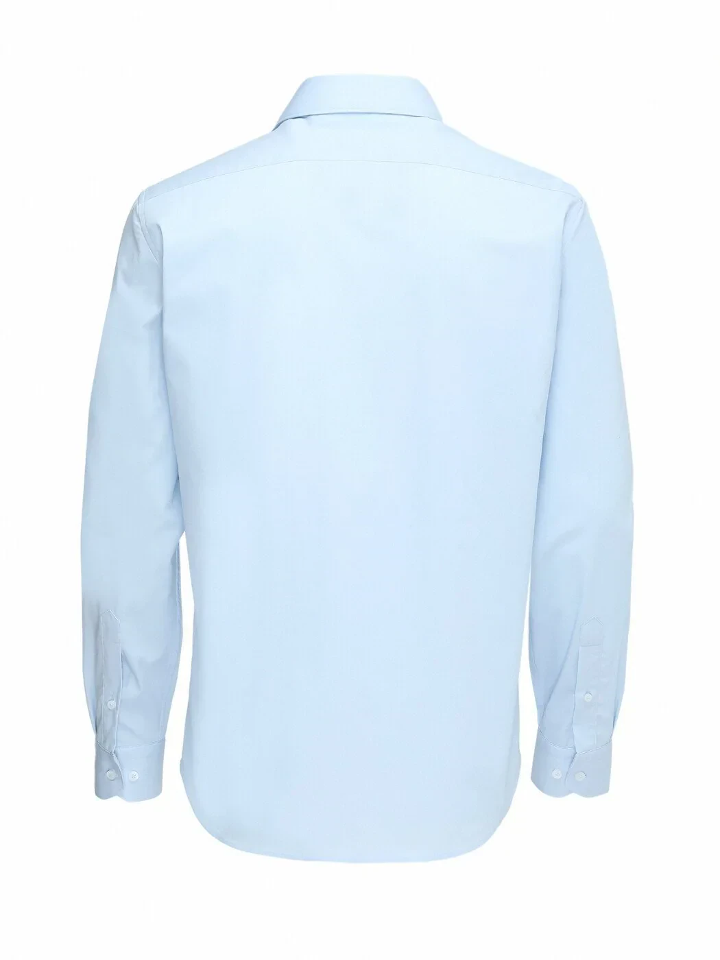Blue Plain Regular Fit Weaving Classical Cotton Blended Shirt - 5