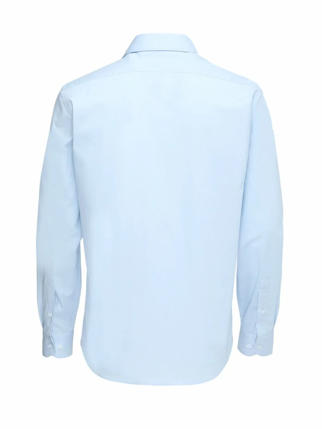 Blue Plain Regular Fit Weaving Classical Cotton Blended Shirt - 5