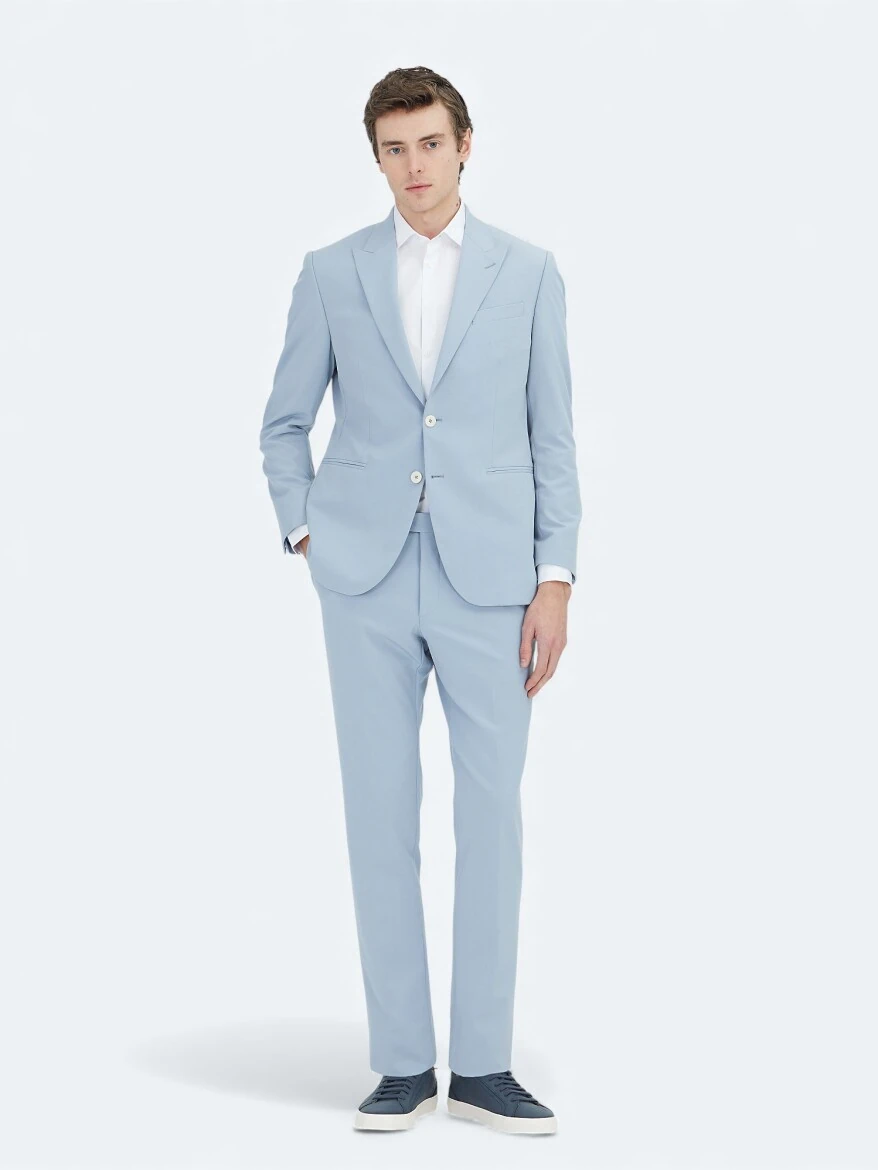 Blue Plain Slim Fit Suit - KİP