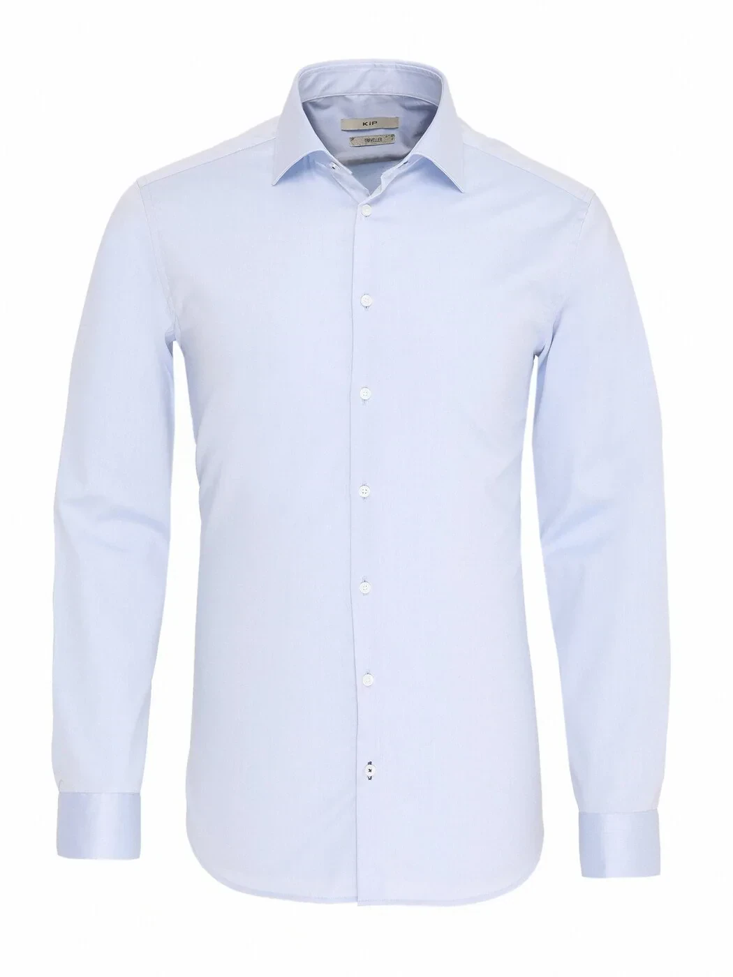 Blue Plain Slim Fit Weaving Classical 100% Cotton Shirt - 1