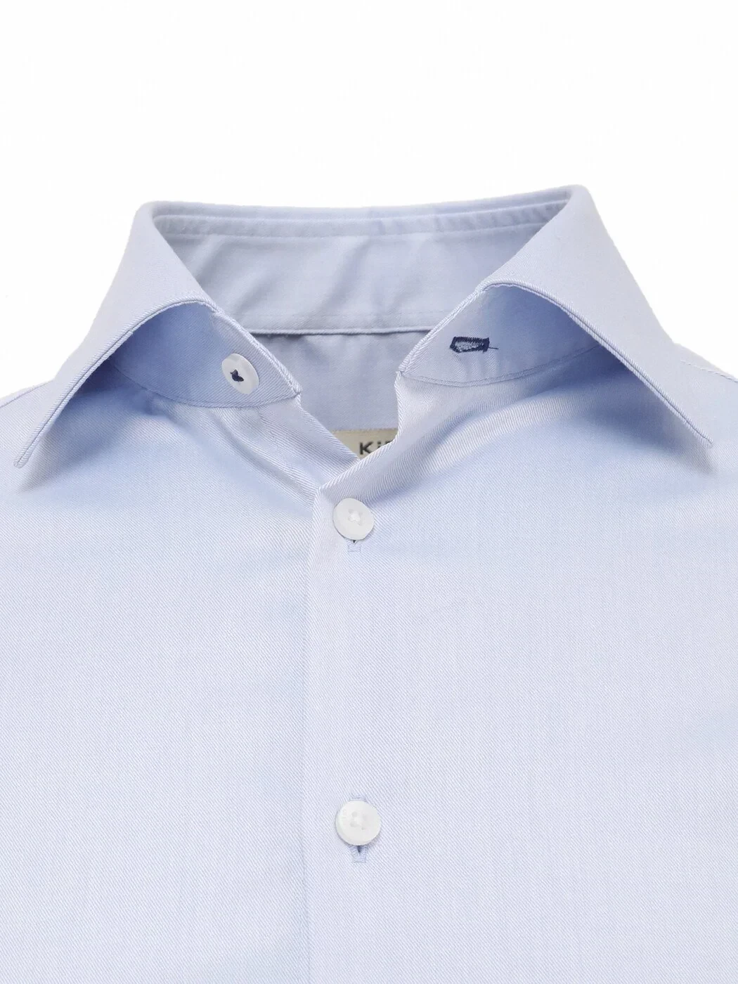 Blue Plain Slim Fit Weaving Classical 100% Cotton Shirt - 2