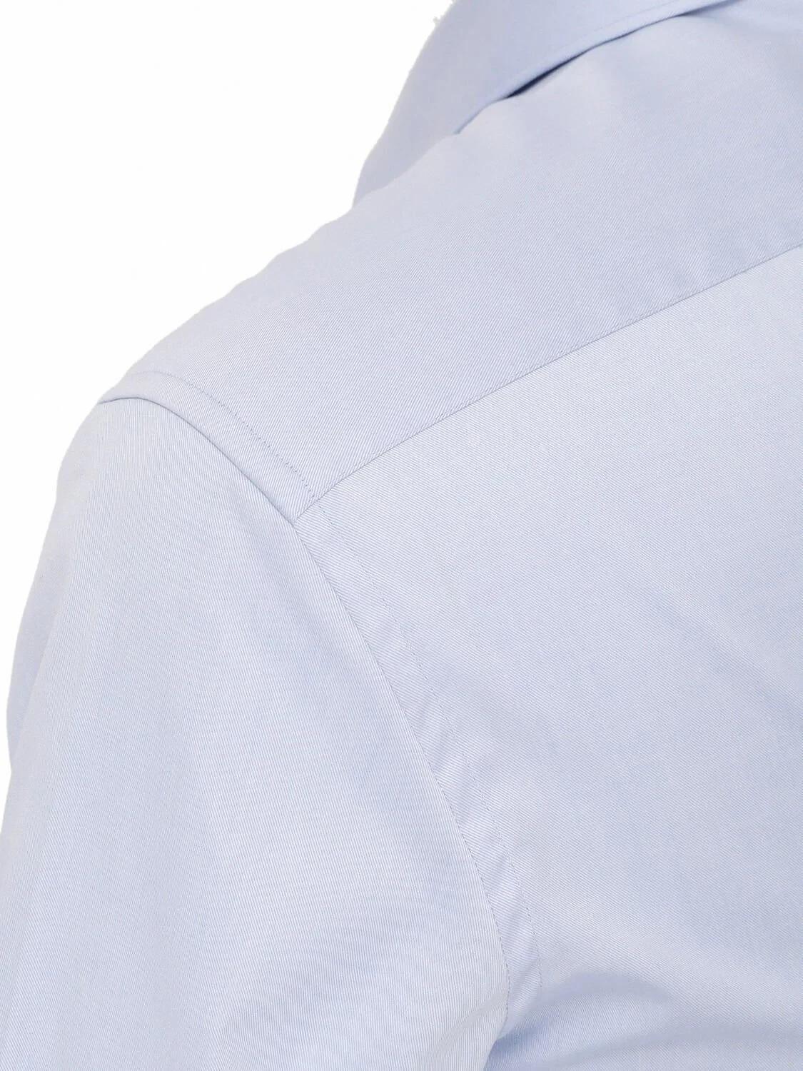 Blue Plain Slim Fit Weaving Classical 100% Cotton Shirt - 3