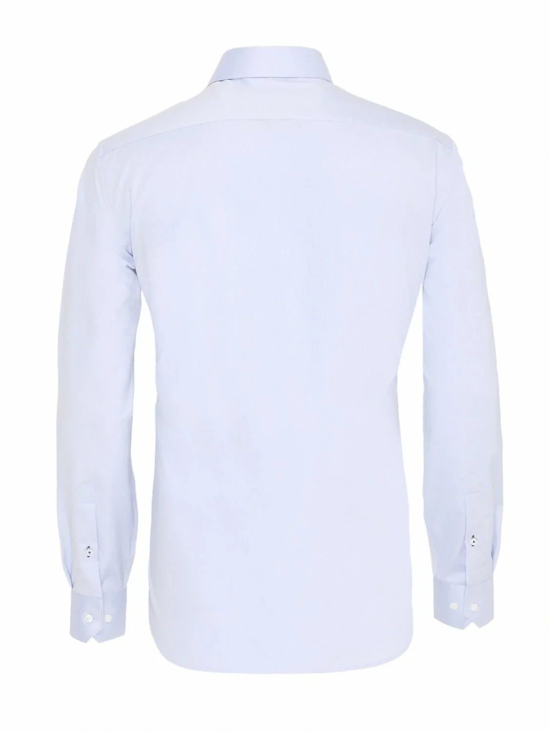 Blue Plain Slim Fit Weaving Classical 100% Cotton Shirt - 5
