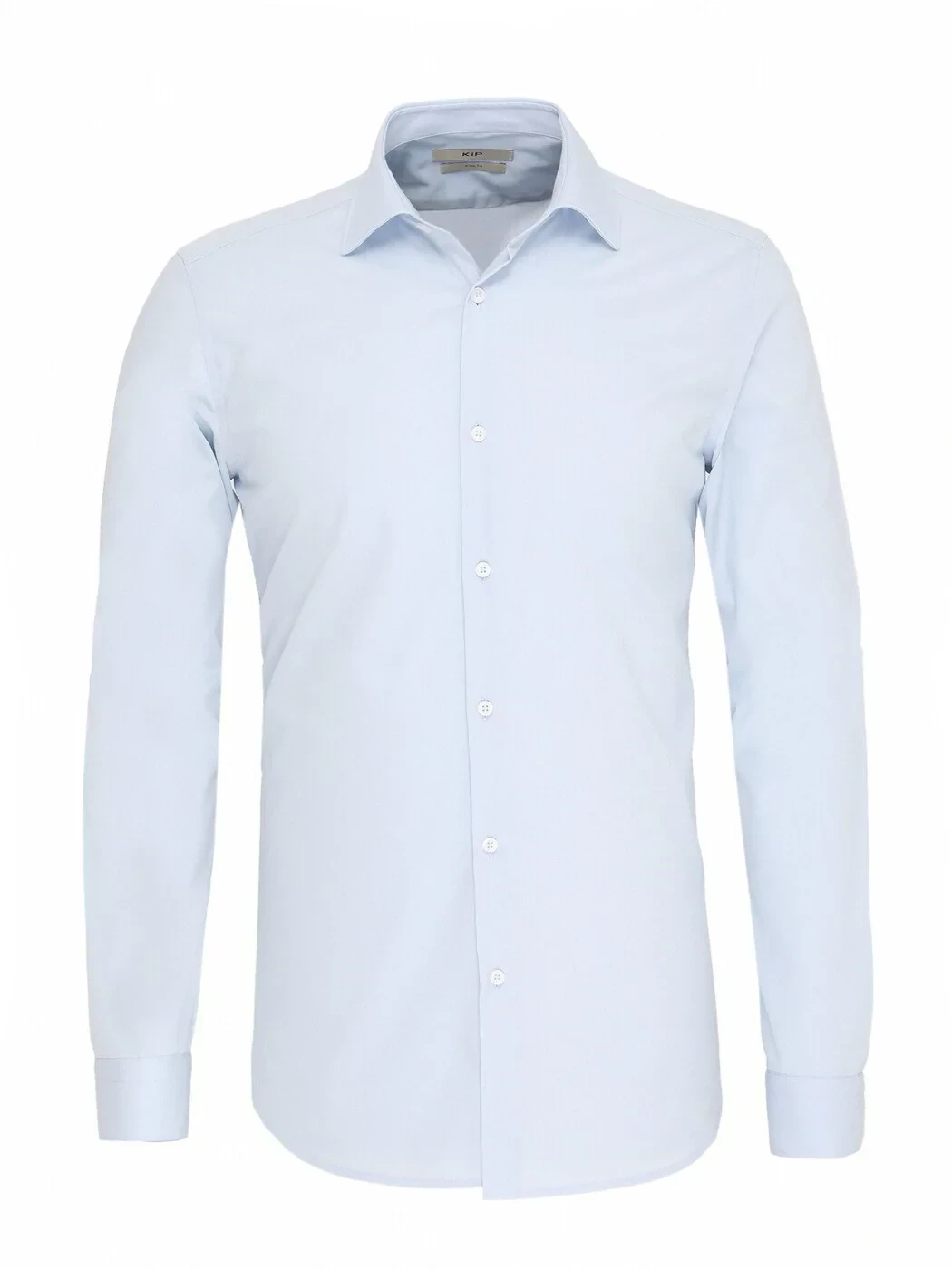 Blue Plain Slim Fit Weaving Classical Cotton Blended Shirt - 1