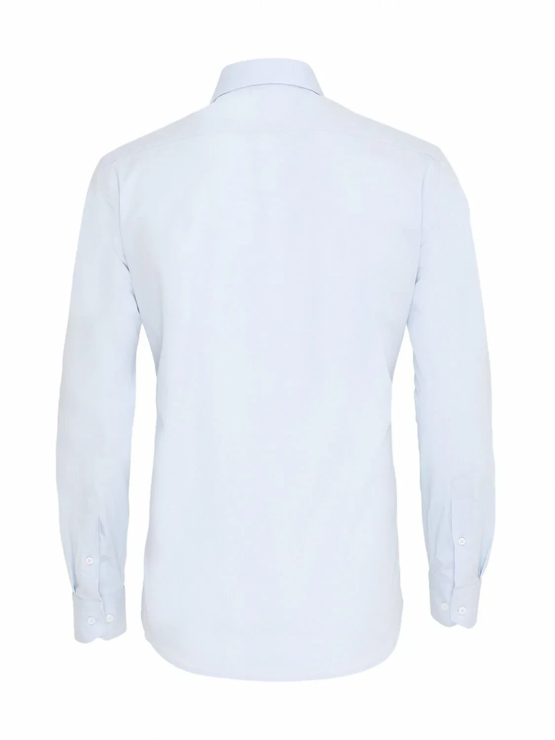 Blue Plain Slim Fit Weaving Classical Cotton Blended Shirt - 5