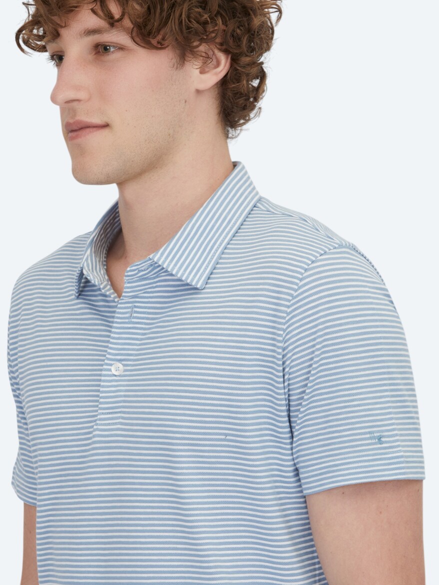 Blue Polo Neck 100% Cotton T-Shirt - 4