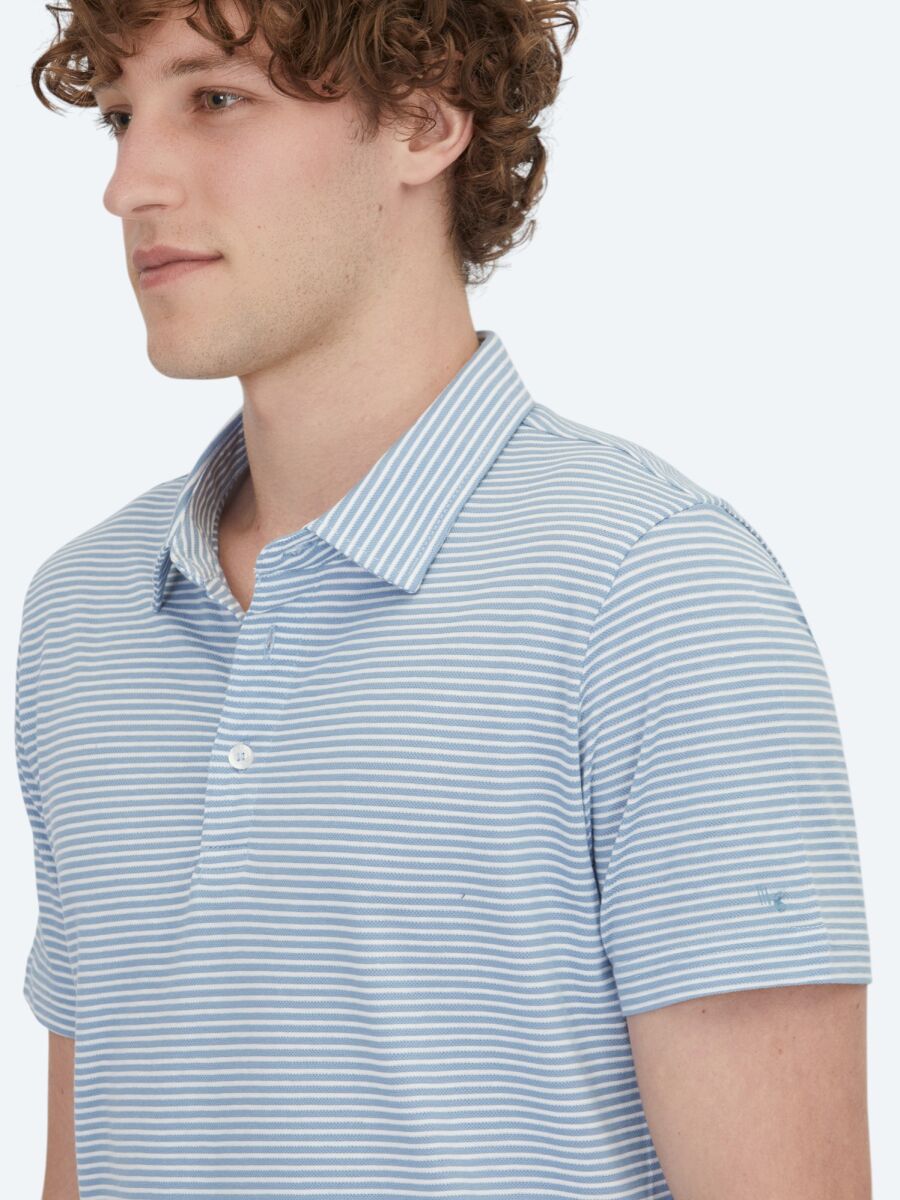 Blue Polo Neck 100% Cotton T-Shirt - 4