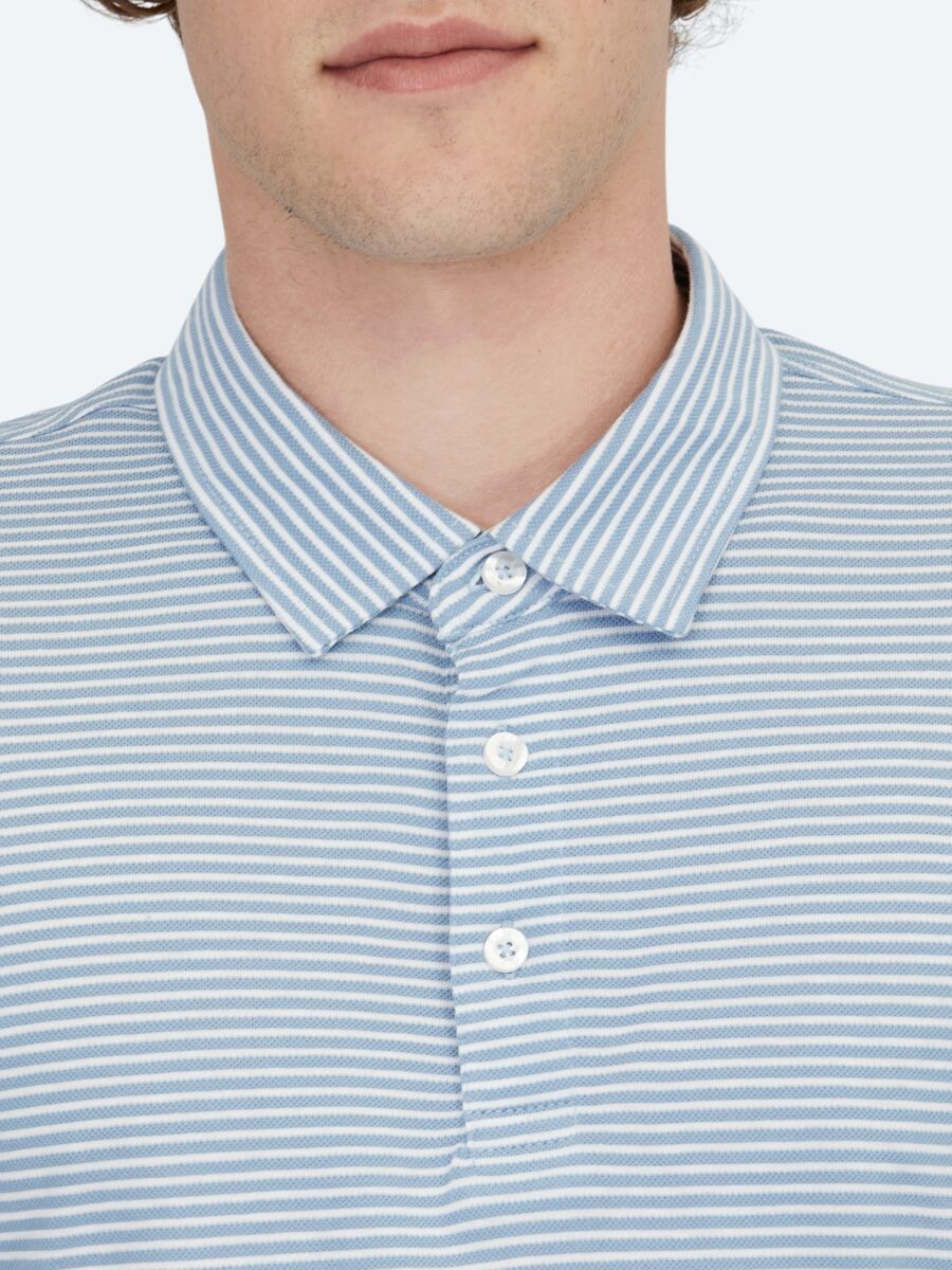 Blue Polo Neck 100% Cotton T-Shirt - 5