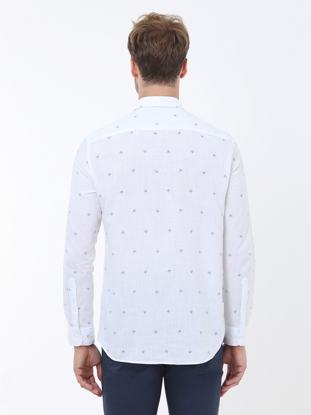 Blue Printed Regular Fit Weaving Casual 100% Cotton Shirt - 4