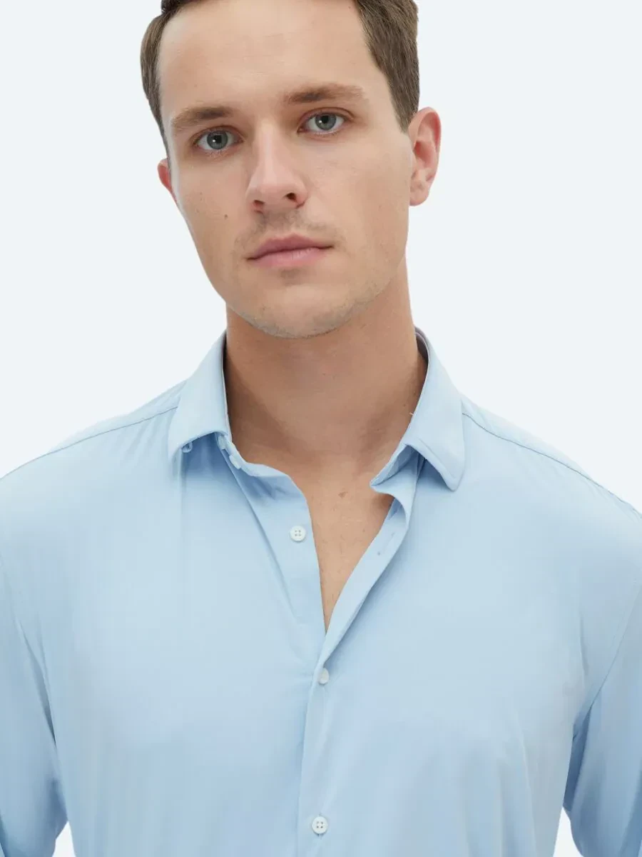 Blue Regular Fit Knitting Casual Shirt - 4