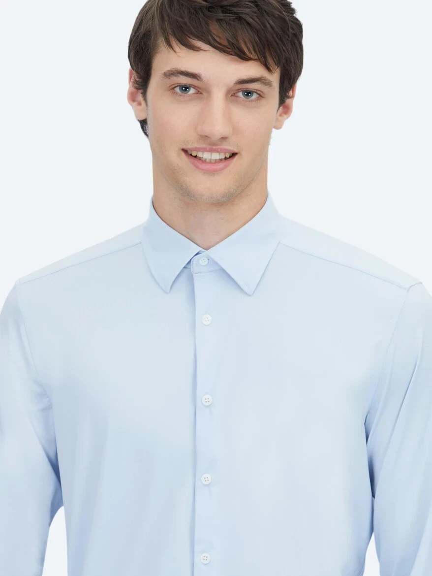 Blue Regular Fit Knitting Casual Shirt 
