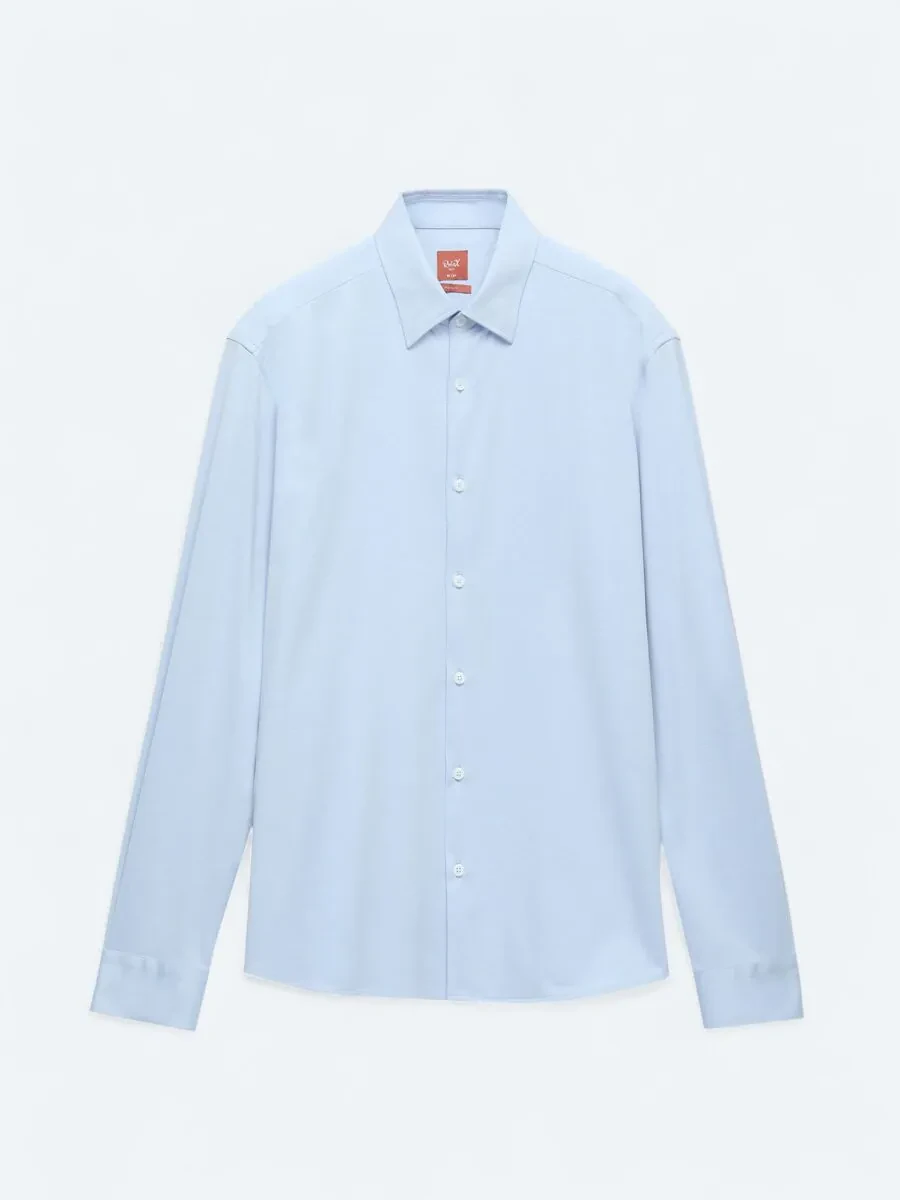 Blue Regular Fit Knitting Sport Cotton Blended Shirt - 6