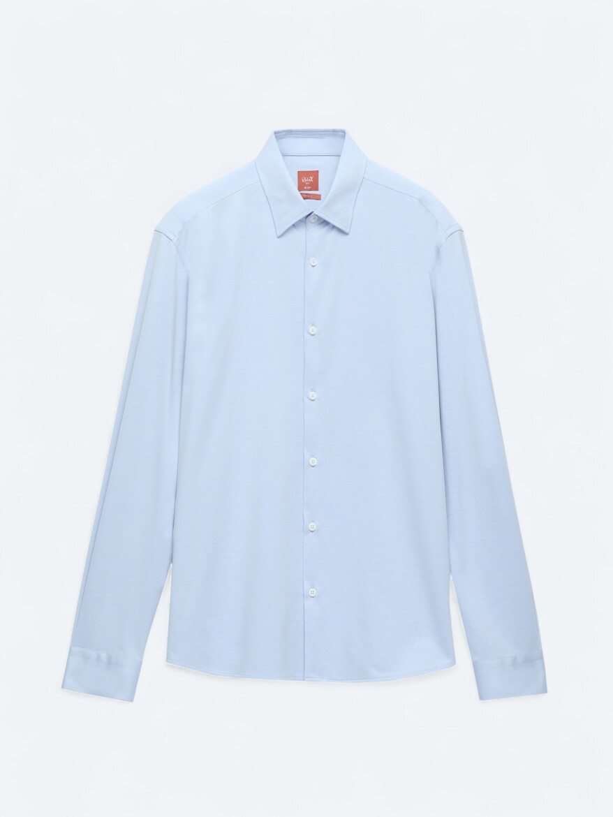 Blue Regular Fit Knitting Sport Cotton Blended Shirt - 6