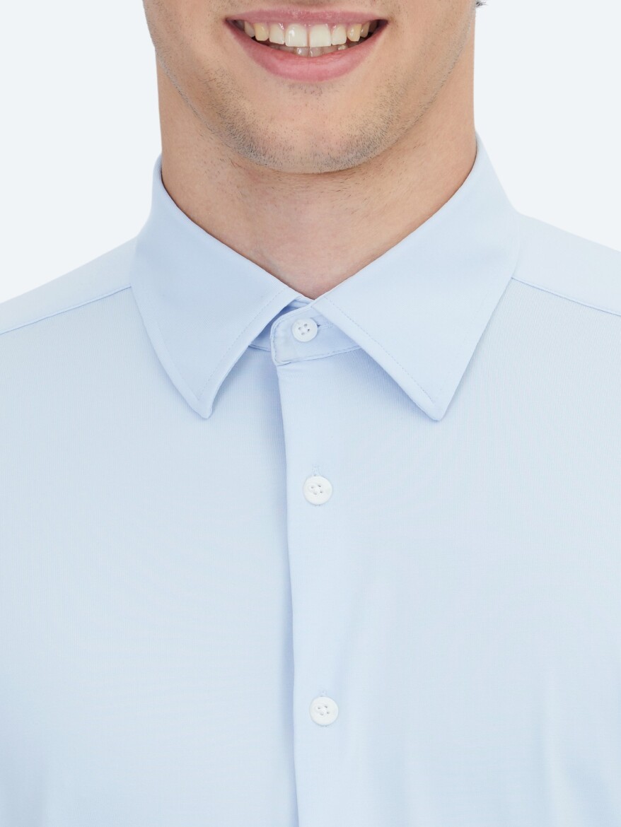 Blue Regular Fit Long Knitting Casual Shirt - 5