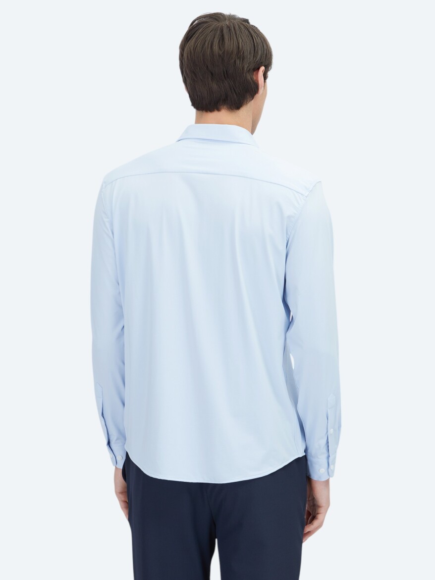 Blue Regular Fit Long Knitting Casual Shirt - 6