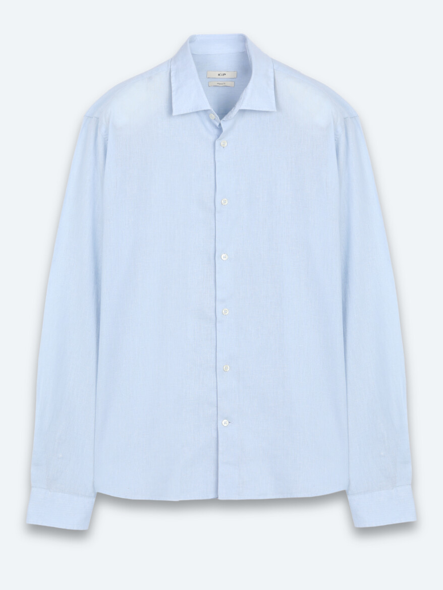 Blue Regular Fit Long Weaving Casual Cotton Blended Shirt - 6