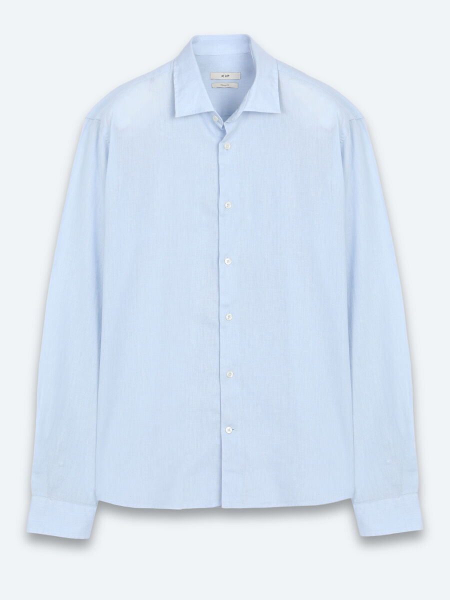 Blue Regular Fit Long Weaving Casual Cotton Blended Shirt - 6